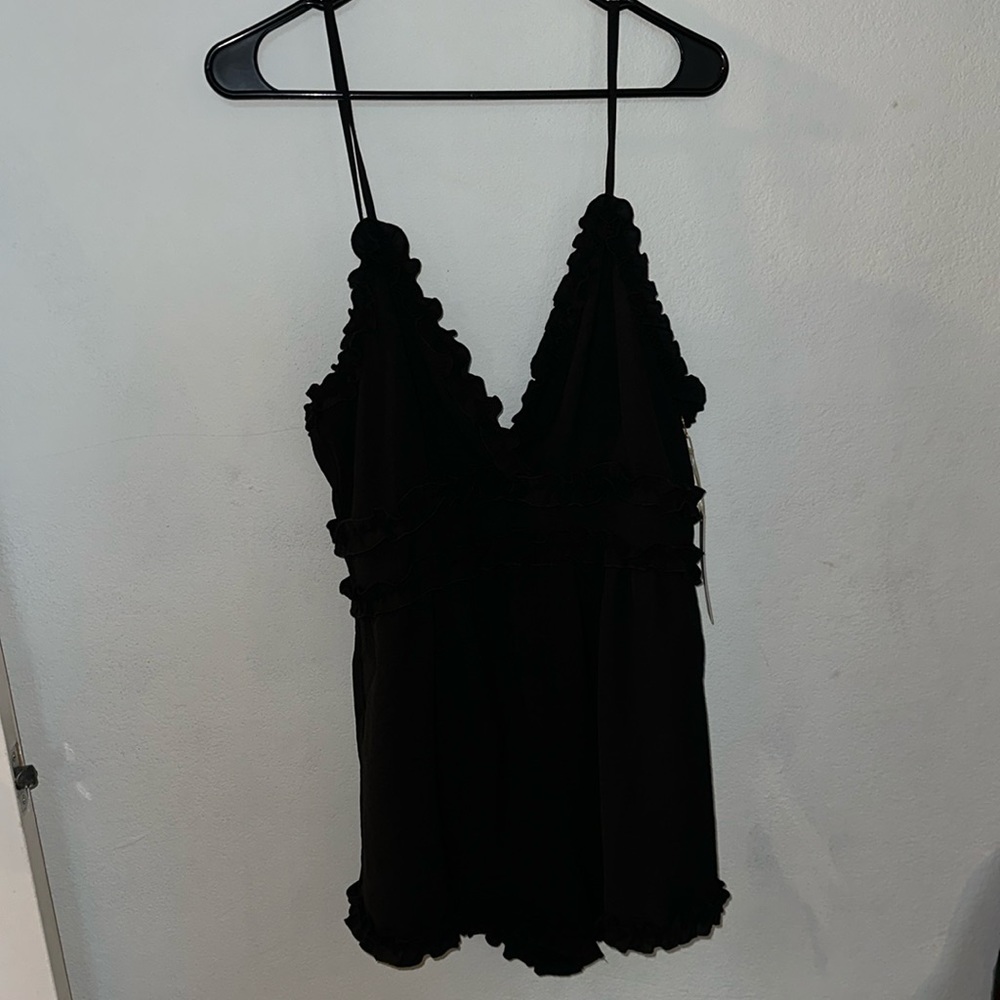 NWT IRIS black Ruffle Short Romper Set